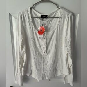 Women’s long sleeved rib Henley. 1x. New.